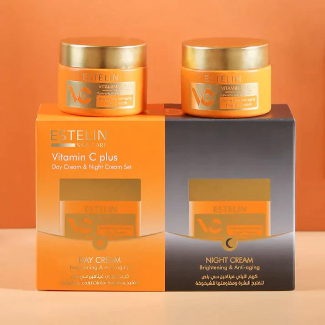 Estelin Vitamin C plus Brightening & Anti Aging Skin Care Day Cream & Night Cream Set 1 Estelin Vitamin C plus Brightening & Anti Aging Skin Care Day Cream & Night Cream Set