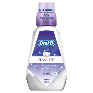 Oral B 3D White Clean Mint Mouthwash 473ml