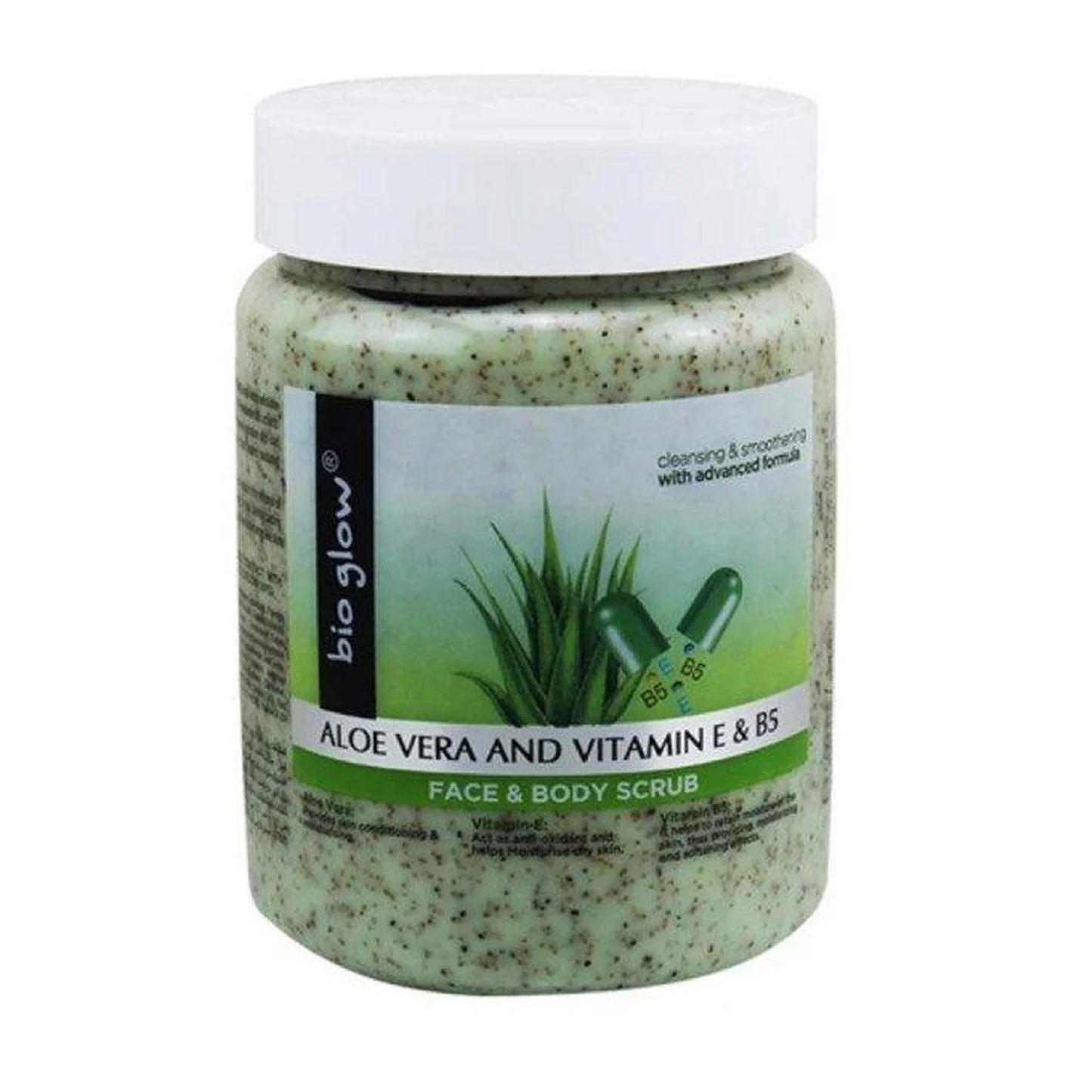 Bio Glow Aloe Vera And Vitamin E And B5 Face And Body Scrub 500ml 1 Bio Glow Aloe Vera And Vitamin E And B5 Face And Body Scrub 500ml