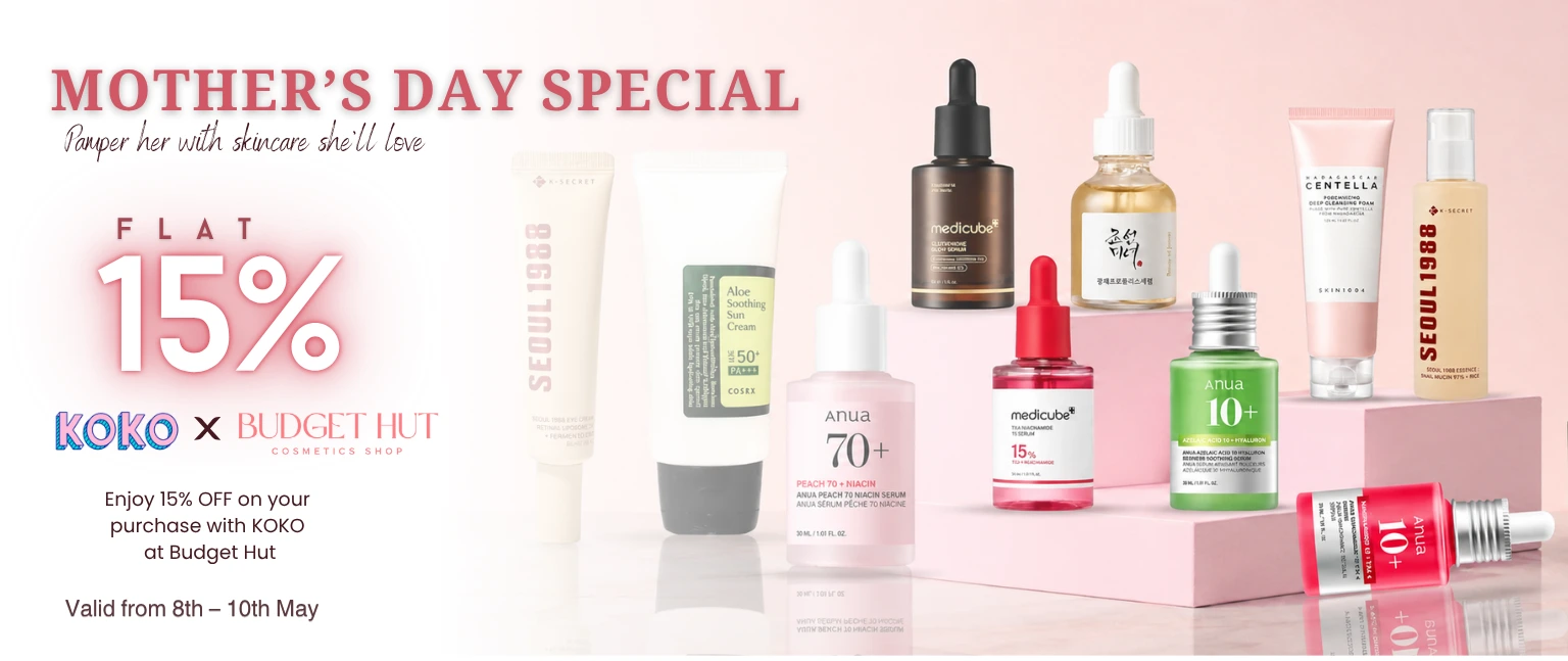 Enjoy 15 OFF on your purchase with KOKO at Budget Hut 1