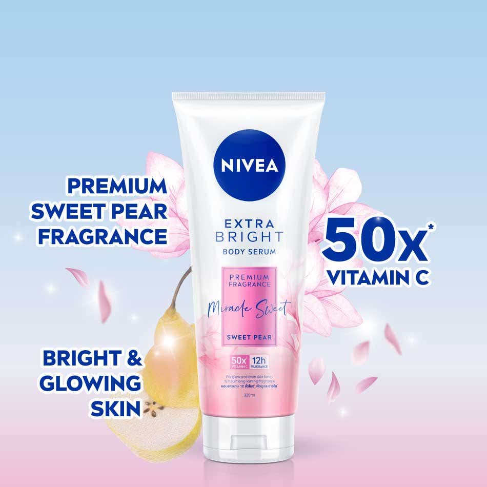 Nivea Extra Bright Body Serum Miracle Sweet Sweet Pear 320 ml 2 Nivea Extra Bright Body Serum Miracle Sweet Sweet Pear 320 ml - Image 2